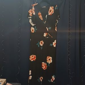 Long black floral dress